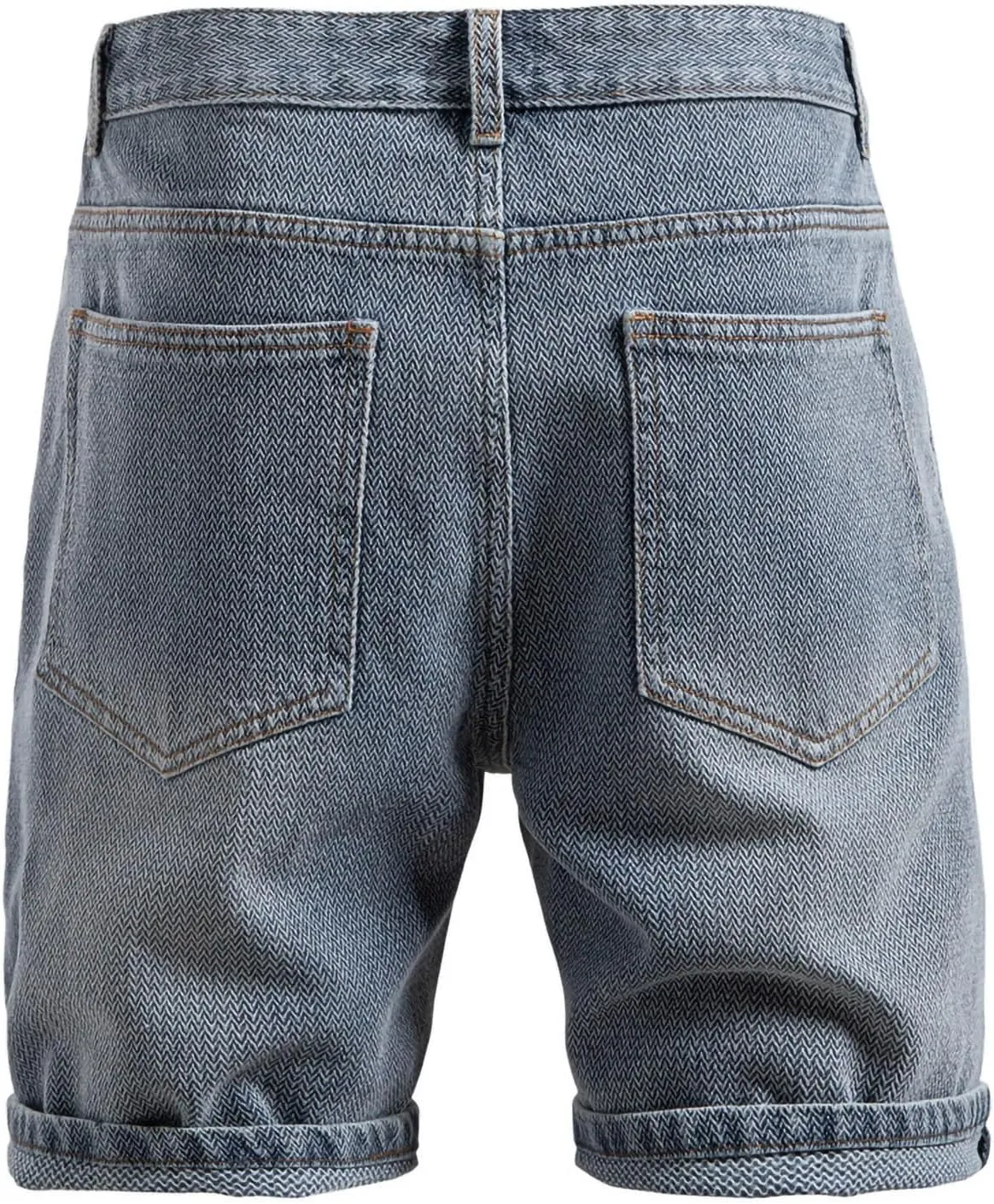 Denim Shorts Mens Slim Fit Smart Short Jeans Men's Retro Straight Leg Half Pants Workwear Loose Cropped Trousers