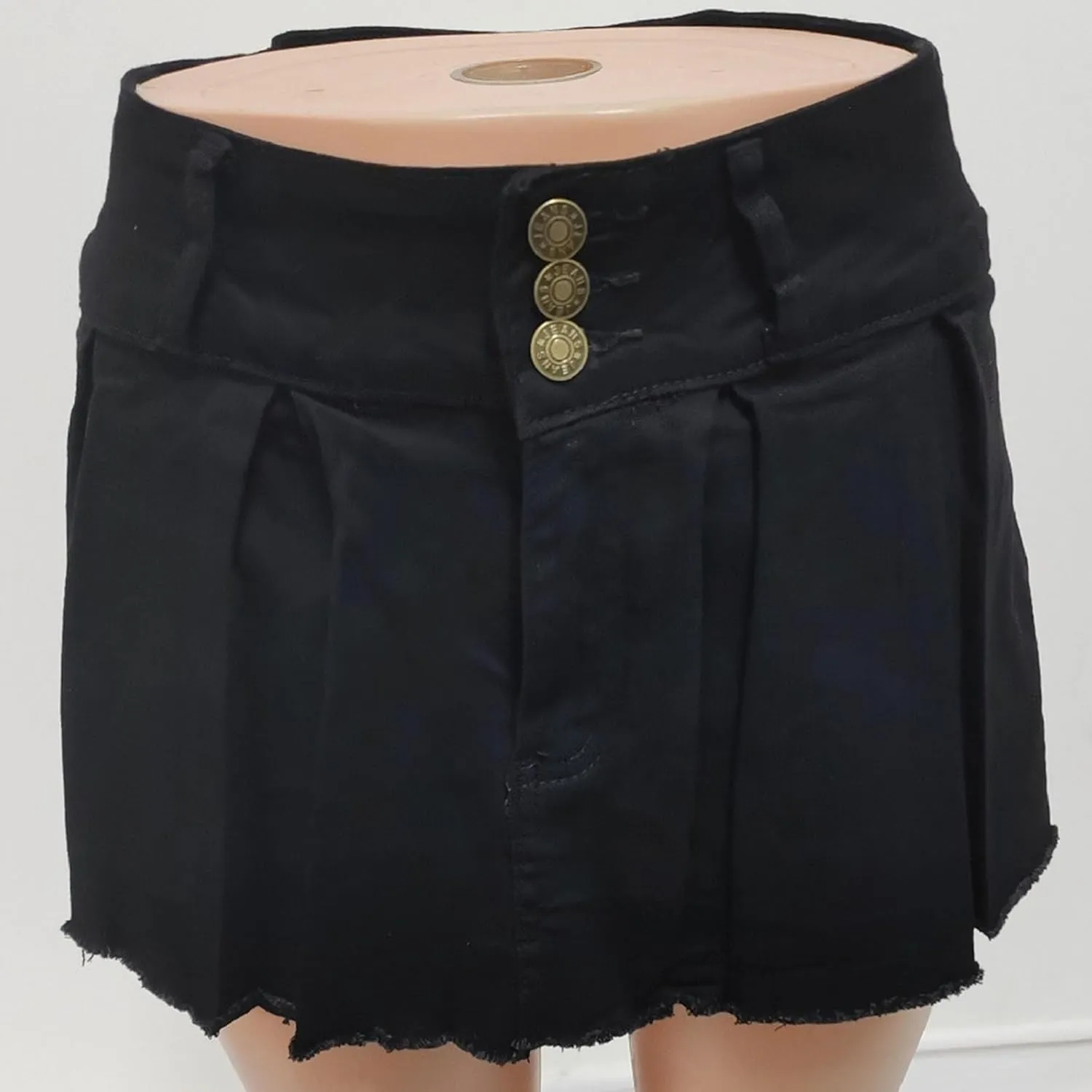 Denim Skort for Women Casual Pleated High Waisted Mini Skirts Shorts Jeans Stretchy Raw Hem Shorts