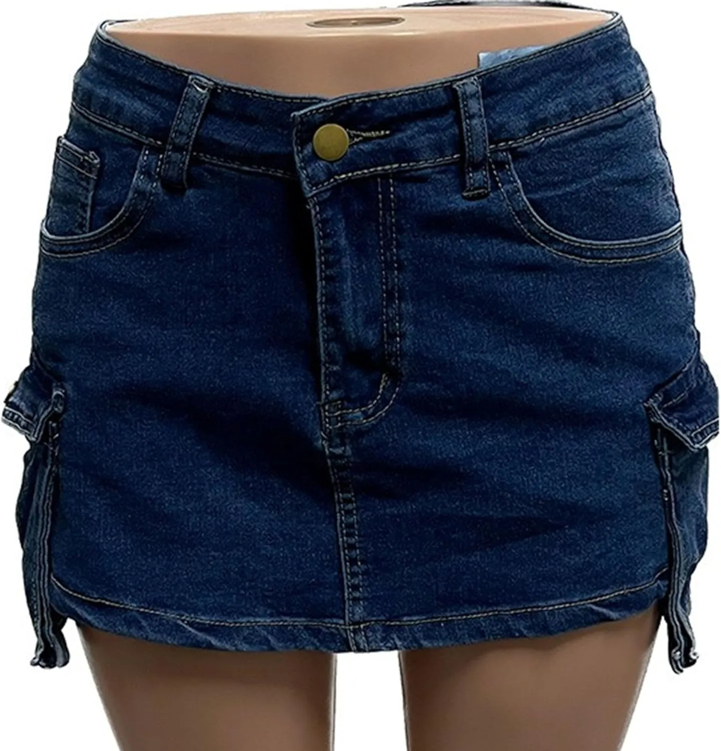 Denim Skort for Women Casual Pleated High Waisted Mini Skirts Shorts Jeans Stretchy Raw Hem Shorts