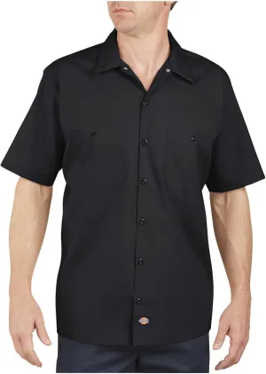 Dickies Men's Short Sleeve Industrial Work Shirt, Black, Medium
