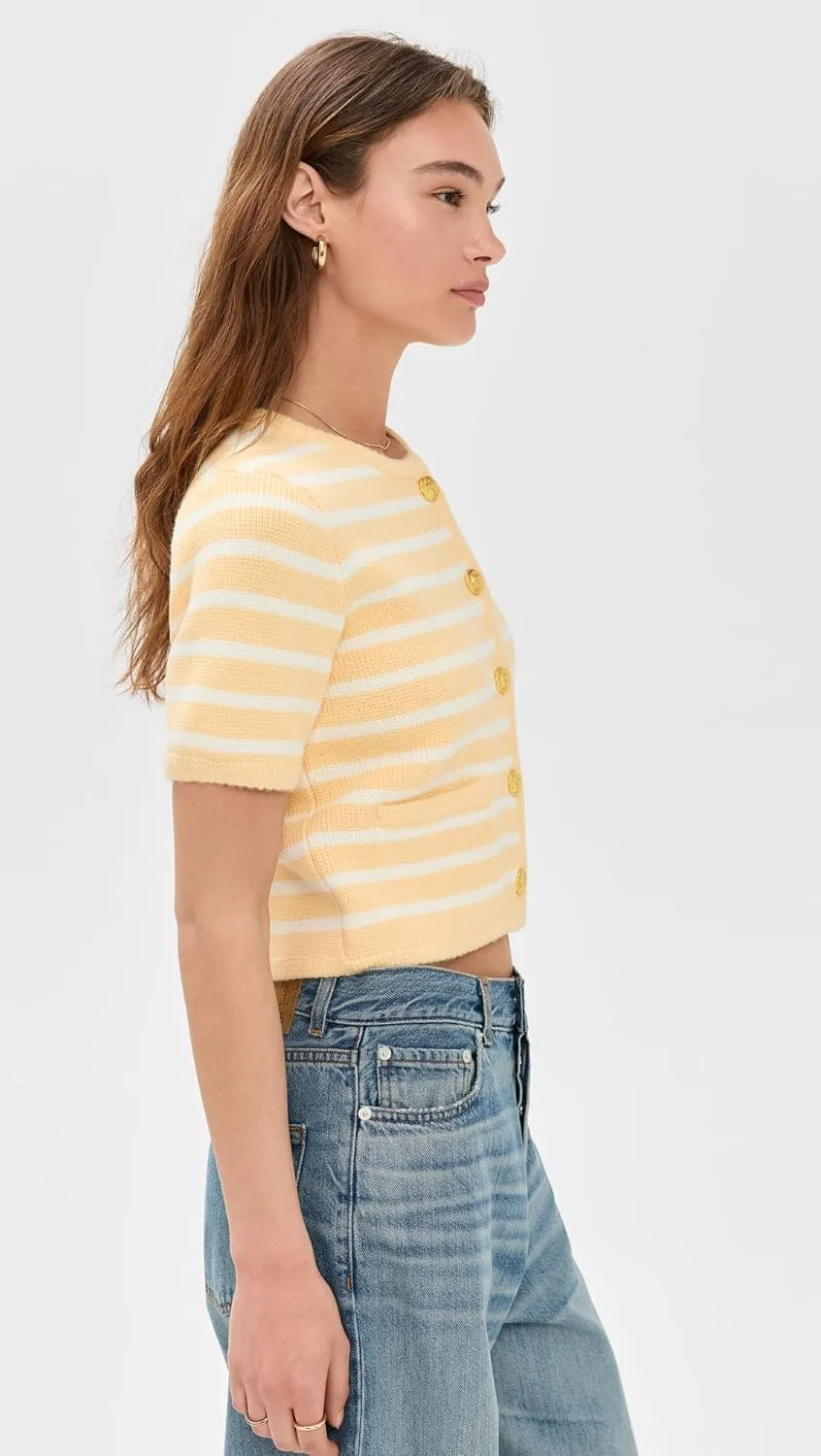 English Factory Women's Knit Striped Sweater Cardigan
