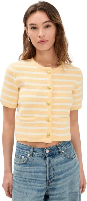 English Factory Women's Knit Striped Sweater Cardigan