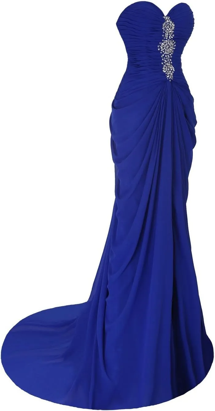 Fanciest Women's Mermaid Prom Dresses Long Beaded Split Sexy Evening Formal Gowns