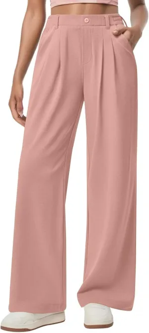 fanmpghleoo Dress Pants Women High Waisted Wide Leg Palazzo Pants for Women Dressy Casual Loose Fit Trousers with Pockets
