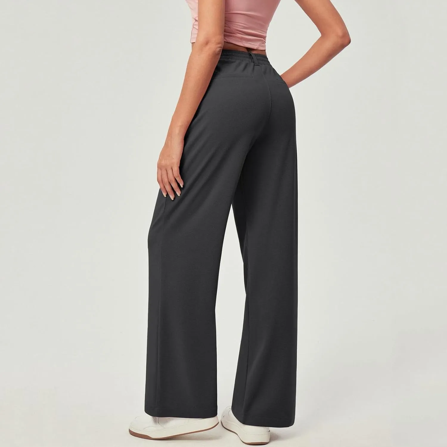 fanmpghleoo Dress Pants Women High Waisted Wide Leg Palazzo Pants for Women Dressy Casual Loose Fit Trousers with Pockets