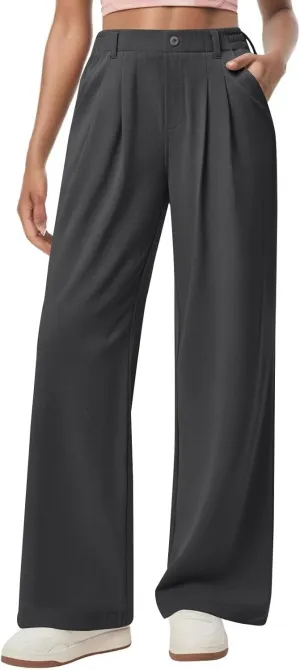 fanmpghleoo Dress Pants Women High Waisted Wide Leg Palazzo Pants for Women Dressy Casual Loose Fit Trousers with Pockets