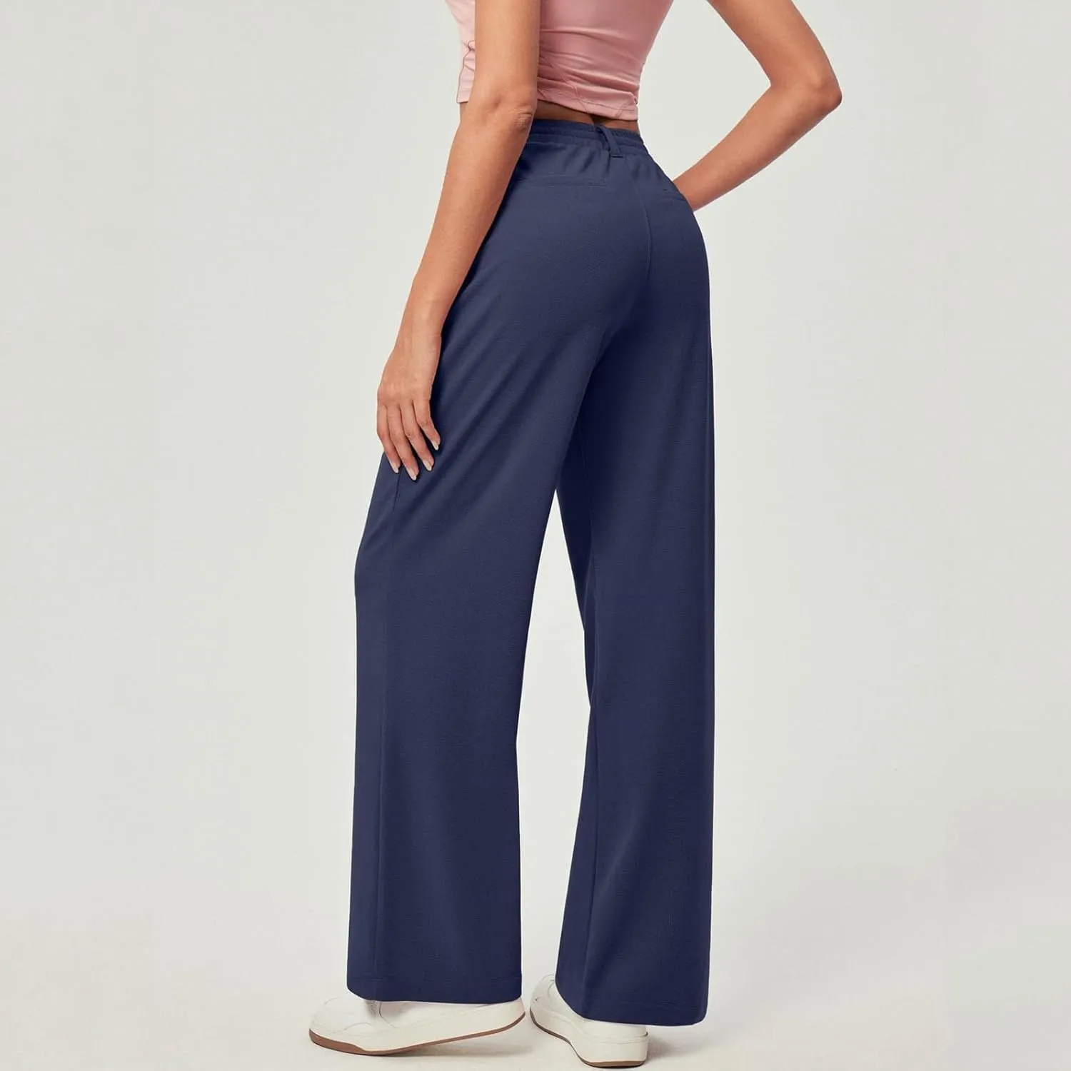 fanmpghleoo Dress Pants Women High Waisted Wide Leg Palazzo Pants for Women Dressy Casual Loose Fit Trousers with Pockets