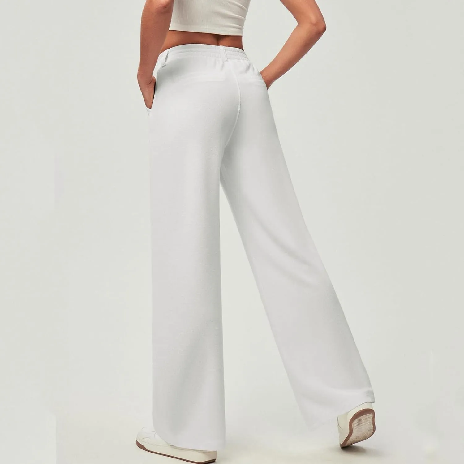fanmpghleoo Dress Pants Women High Waisted Wide Leg Palazzo Pants for Women Dressy Casual Loose Fit Trousers with Pockets