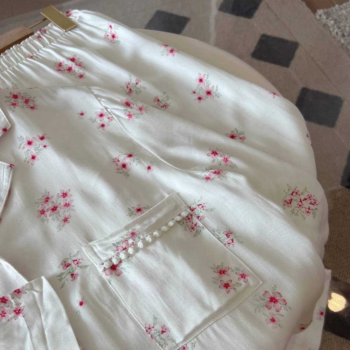 Floral Sakura Print Pajama Set