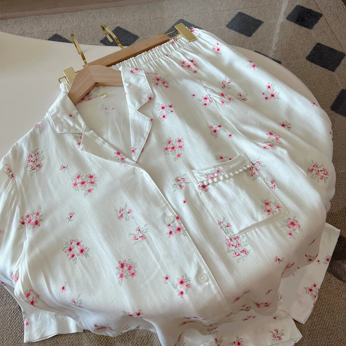 Floral Sakura Print Pajama Set