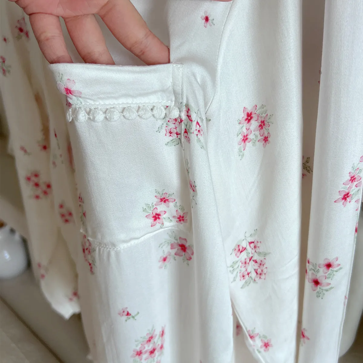 Floral Sakura Print Pajama Set