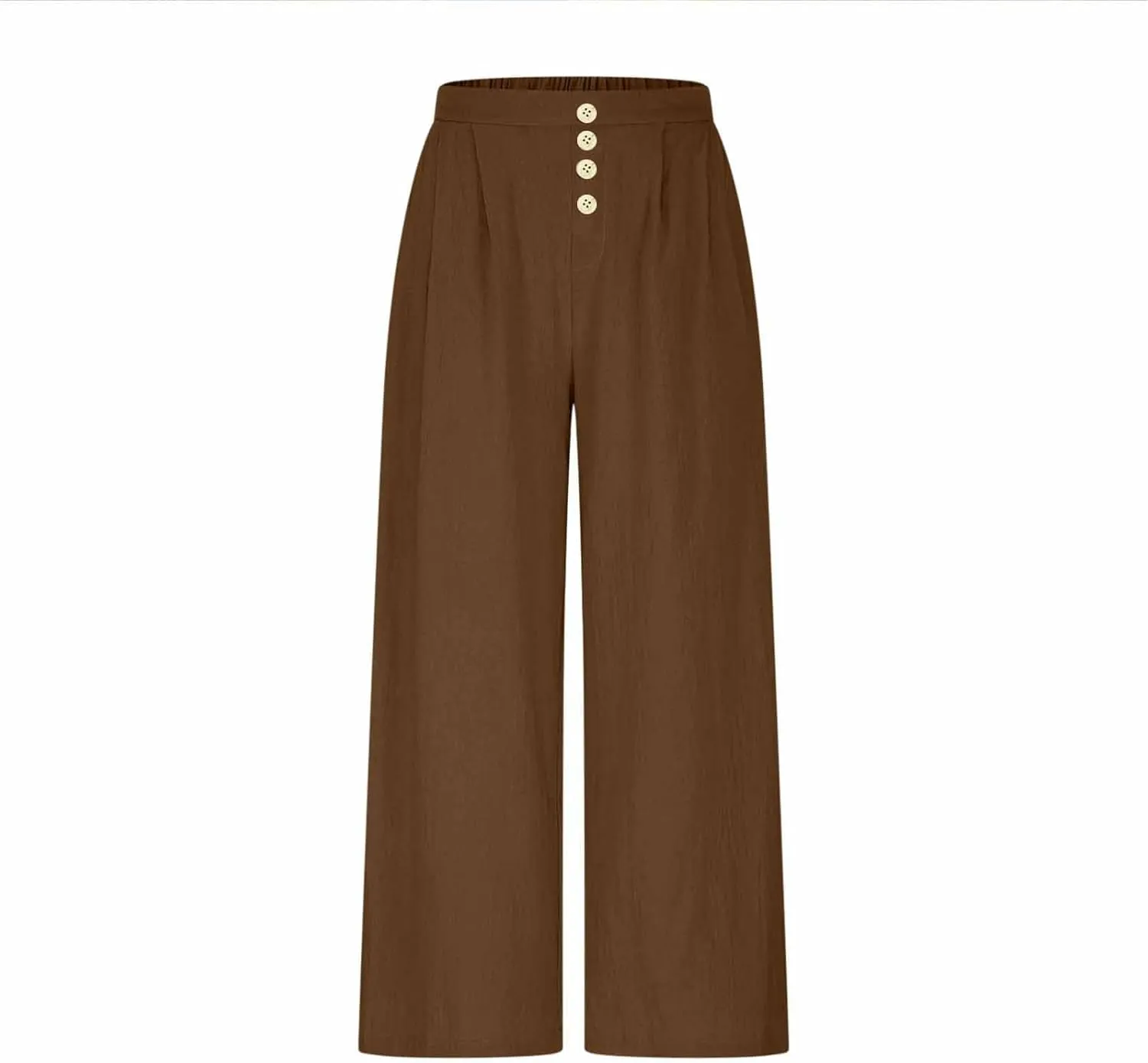 Flowy Pants for Women Summer Cotton Linen Wide Leg Palazzo Pants Beach Casual Button Down Trouser with Pockets