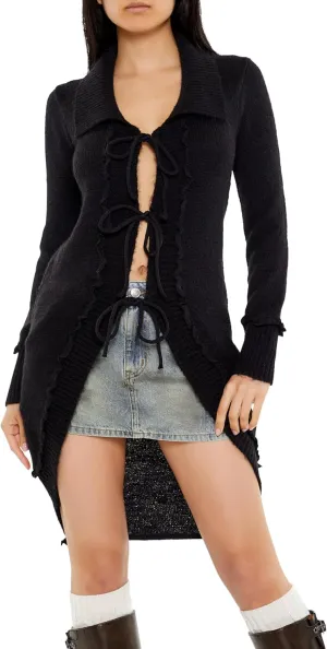 Forever 21 Women's Tie-Front Longline Cardigan Sweater