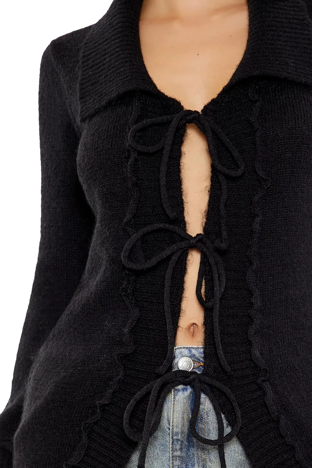 Forever 21 Women's Tie-Front Longline Cardigan Sweater