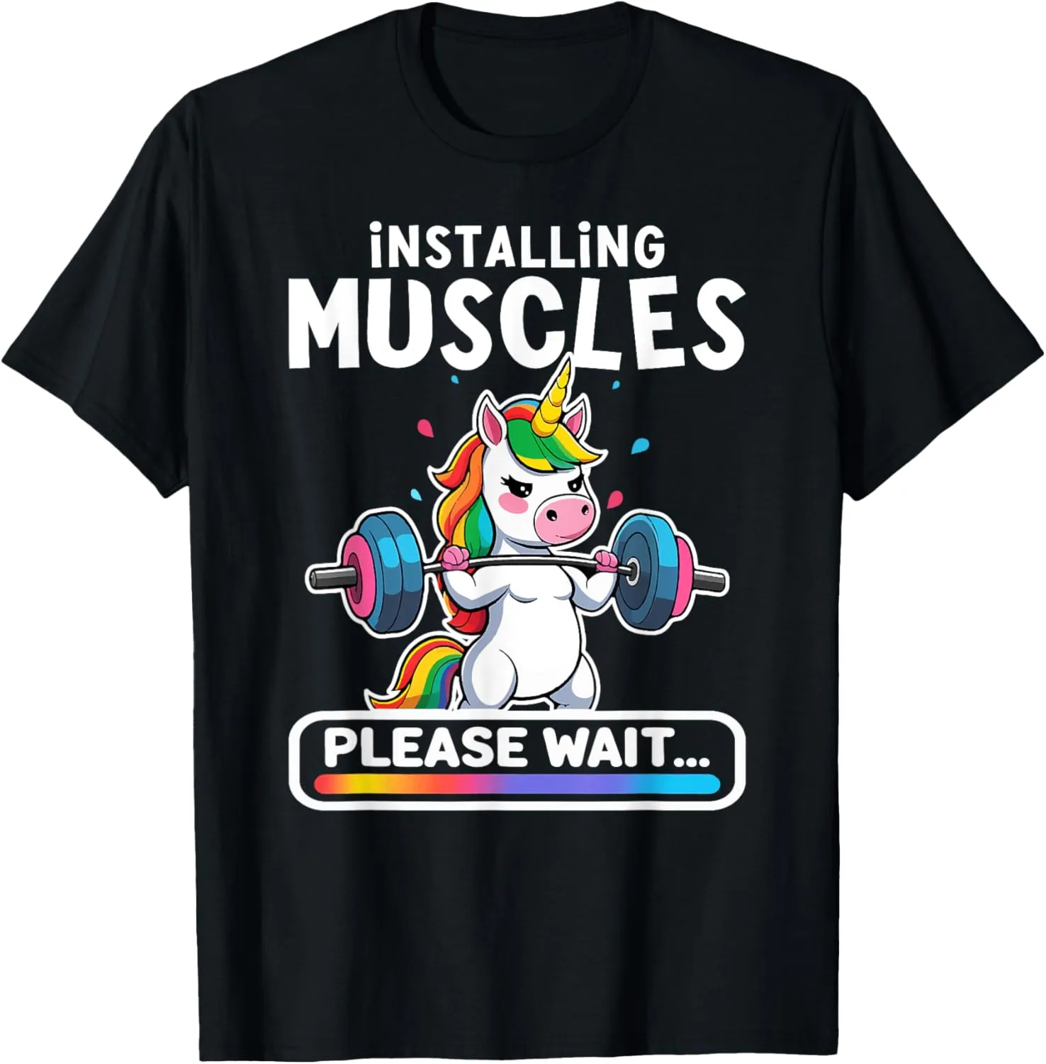 Funny Cute Unicorn Workout Gym Fitness Weightlifting T-Shirt