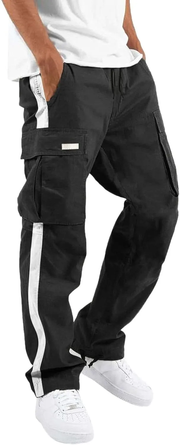 GIERIDUC Mens Casual Pants Relaxed Fit Black and White Plaid Pants Men's Mens Casual Pants Slim Fit Mens Long Jogging Pants