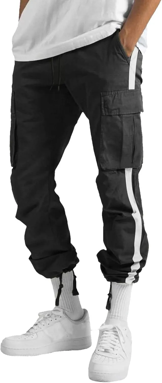 GIERIDUC Mens Casual Pants Relaxed Fit Black and White Plaid Pants Men's Mens Casual Pants Slim Fit Mens Long Jogging Pants