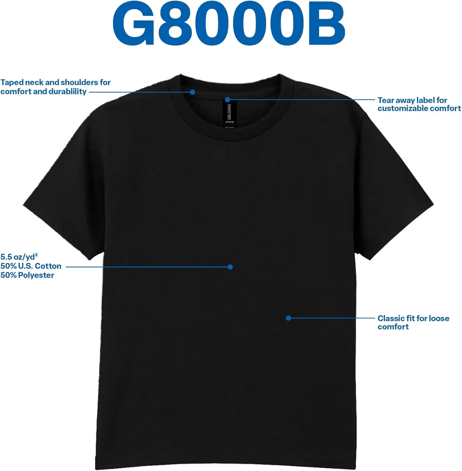 Gildan Youth DryBlend T-Shirt, Style G8000B, 2-Pack