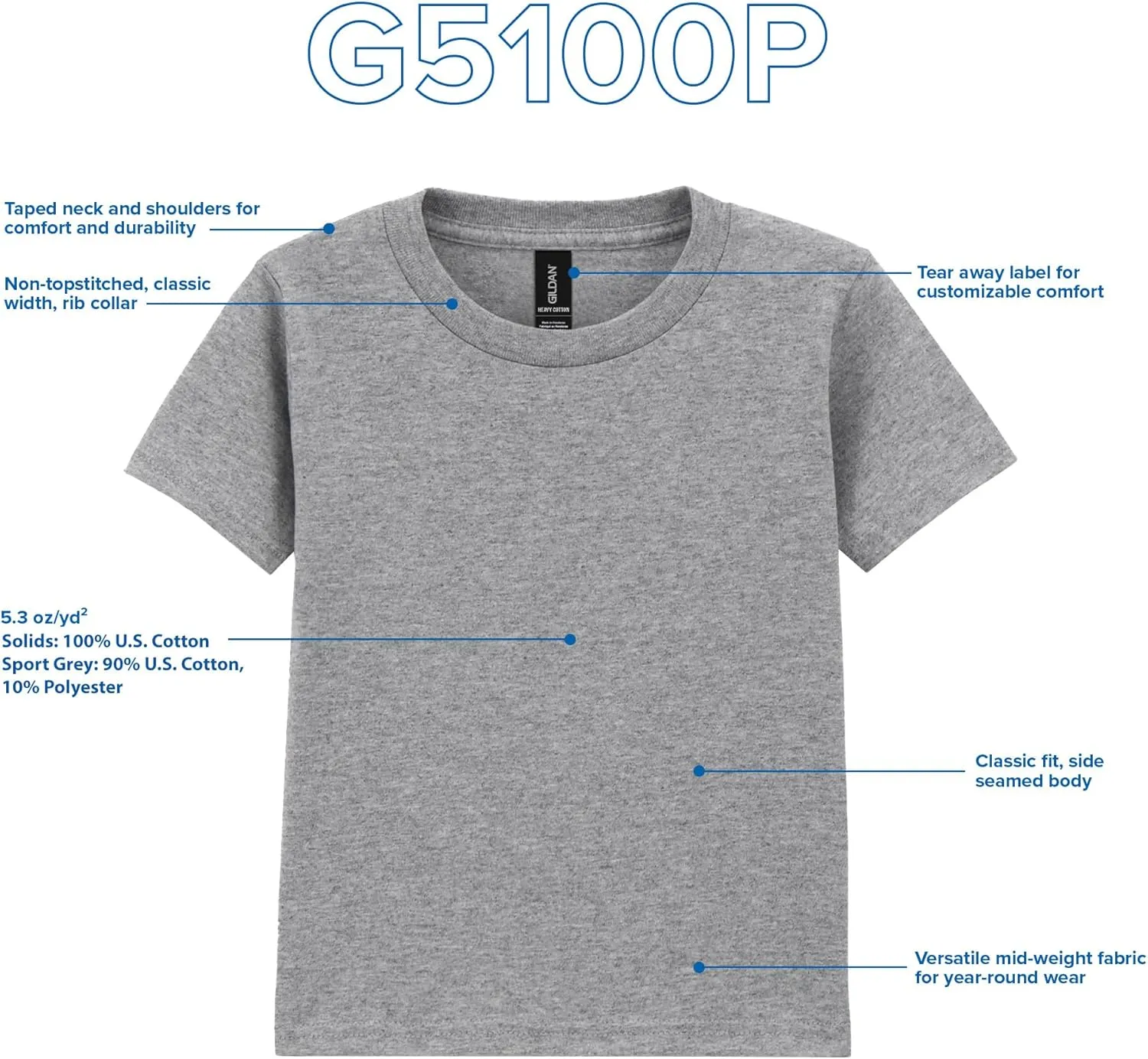 Gildan Youth Toddler T-Shirt, Style G5100P, 2-Pack
