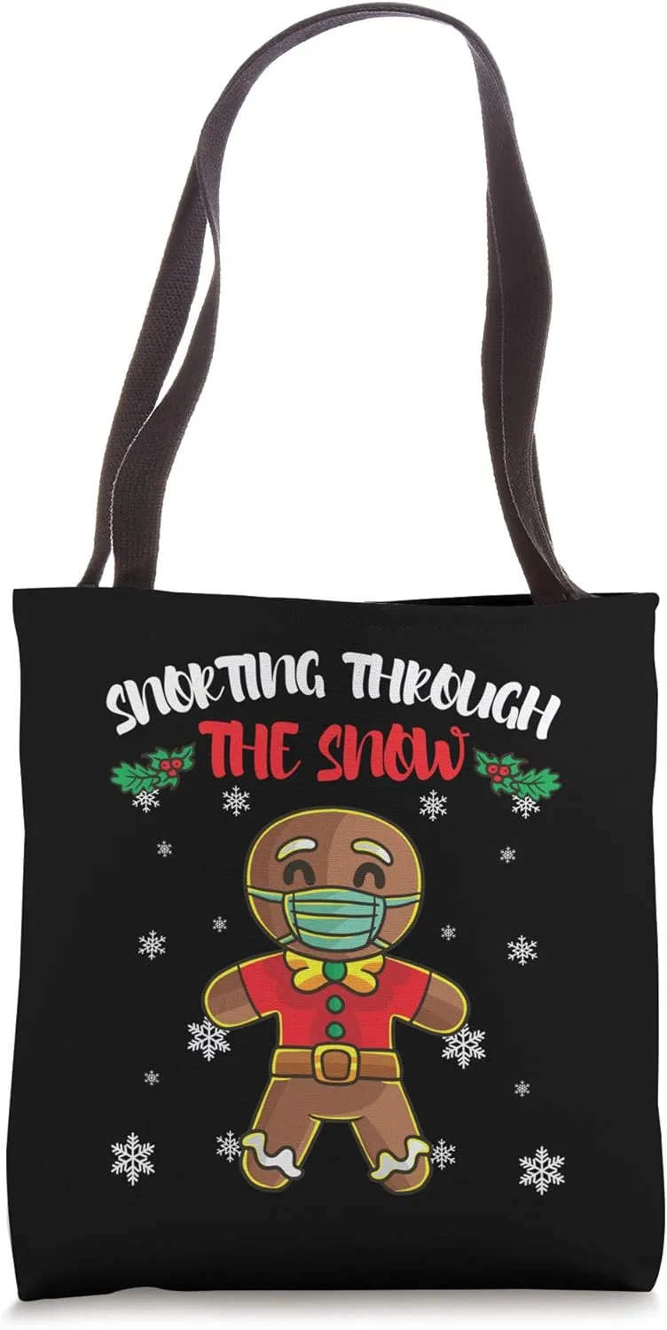 Gingerbread Wearing Face Mask Toilet Paper Hand Sanitizer Tote Bag
