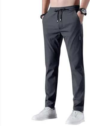 Glide Pants Men Quick Dry Breathable Stretch Work Pants Drawstring Elastic Waist Active Hiking Trousers with Pockets