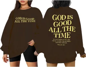 God is Good Sweatshirt Christian Shirts for Women Oversized Jesus Religious Pullover Bible Verse Inspirational Tops