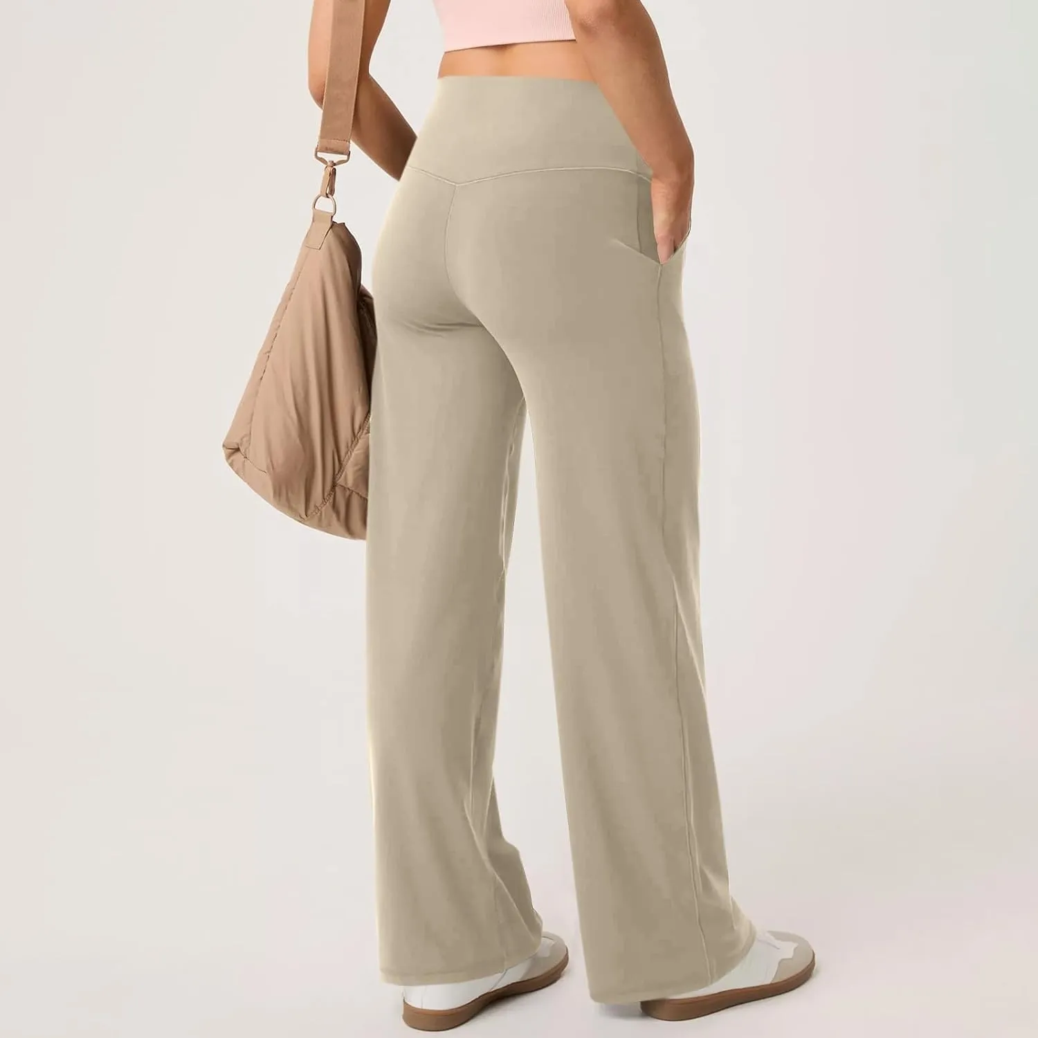 GOKKILRW Women's Yoga Pants Wide Leg Dress Work Pants Tummy Control Stretch High Waist Casual Trousers Slacks with Pockets