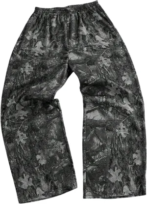 GORGLITTER Men's Camo Pants Y2K Wide Leg Baggy Elastic Waist Stacked Pants Streetwear