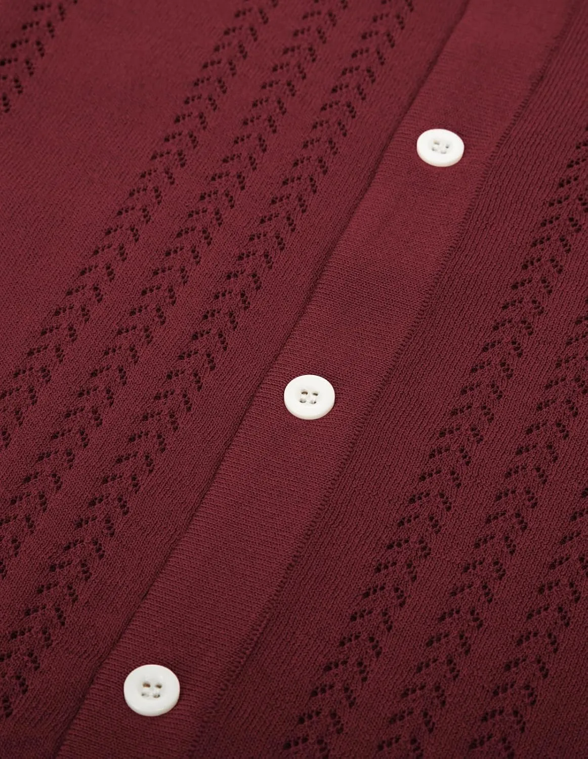 GRACE KARIN Men's Knit Polo Shirt Breathable Hollow Out Casual Button Down Shirts