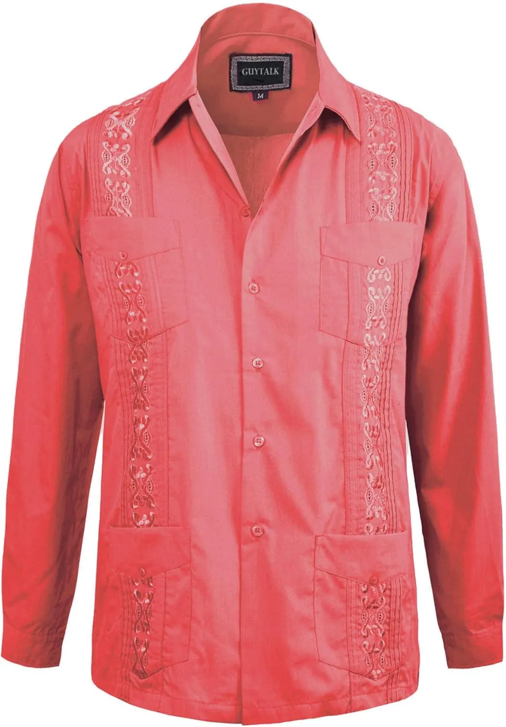 Guytalk Men's Cuban Guayabera Button-Down Long Sleeve Shirt