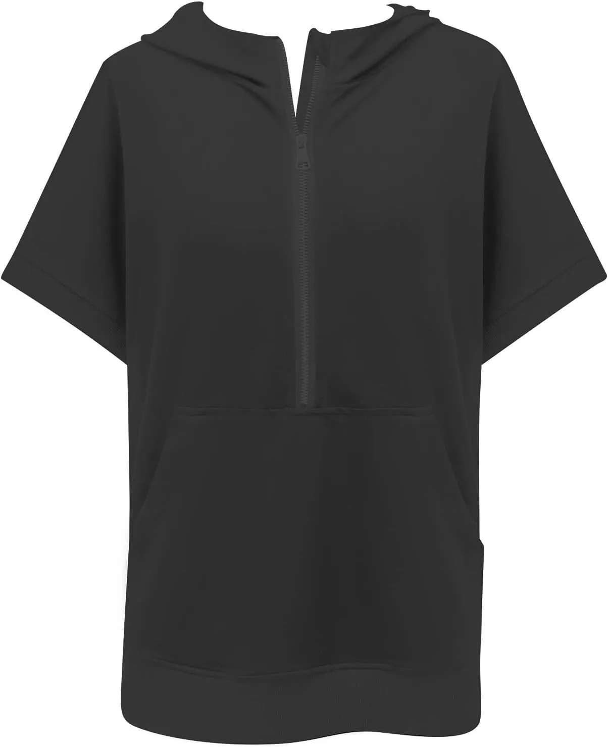 Half Zip Sweatshirt Women Oversized Short Sleeve Hoodies Casual Pullover Tops Loose Fit Summer Shirts with Pockets