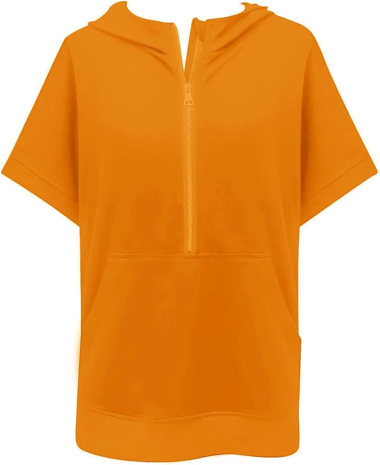 Half Zip Sweatshirt Women Oversized Short Sleeve Hoodies Casual Pullover Tops Loose Fit Summer Shirts with Pockets