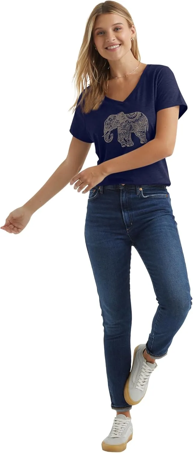 Hanes Women's Short Sleeve V-Neck Graphic T-Shirt