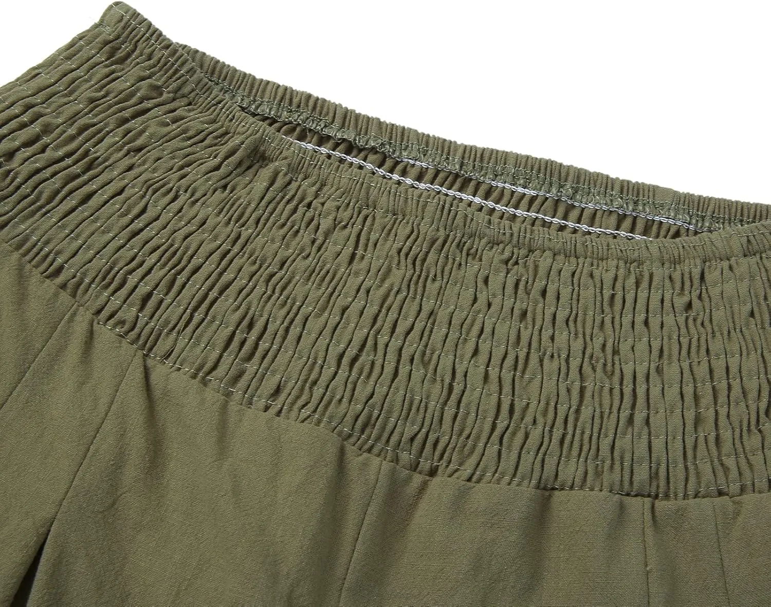HEZIOWYUN Linen Pants for Women Wide Leg Elastic High Waisted Palazzo Pants Lounge Yoga Trousers with Pockets