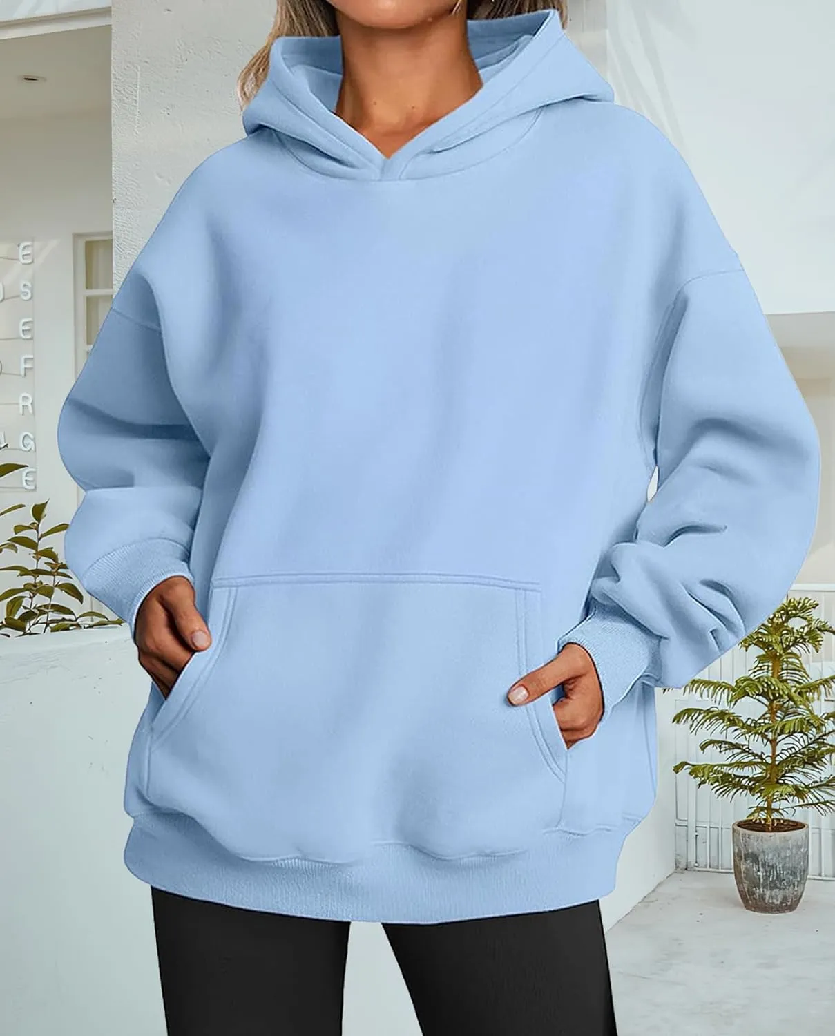 Hoodies for Women Oversized Fleece Tops Pullover Sweatshirts Casual Fall Long Sleeve Sweaters with Pockets