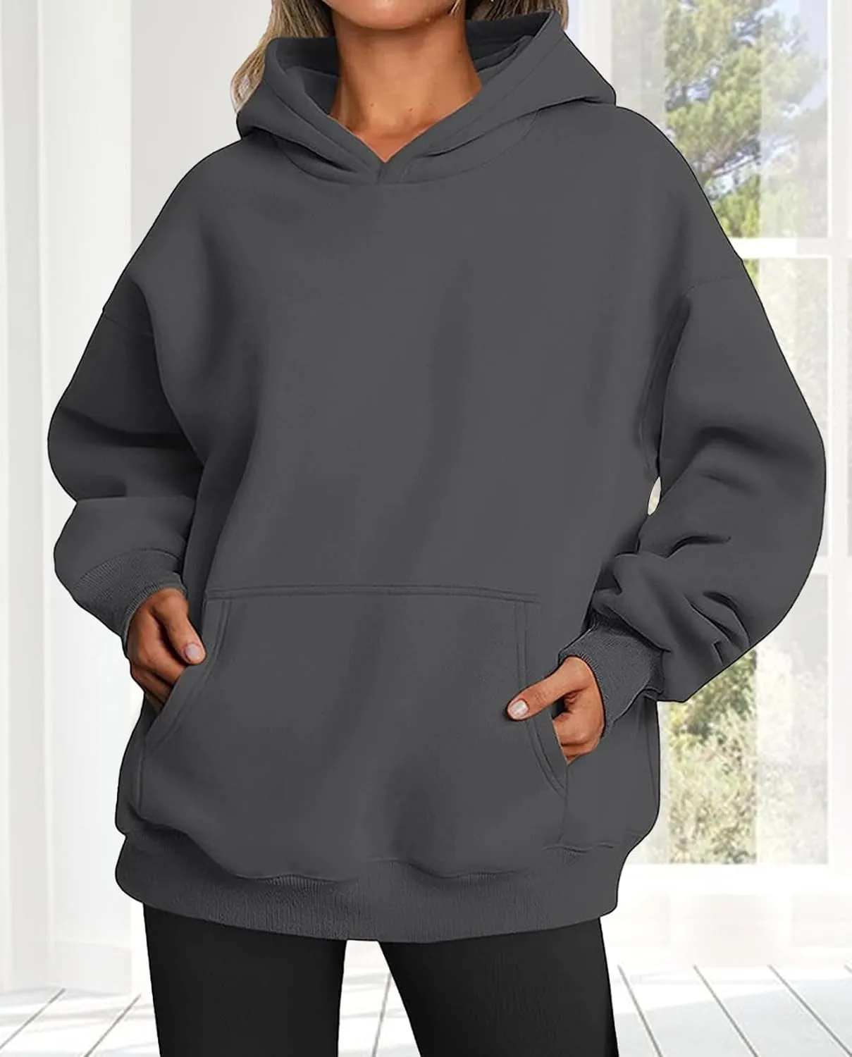 Hoodies for Women Oversized Fleece Tops Pullover Sweatshirts Casual Fall Long Sleeve Sweaters with Pockets