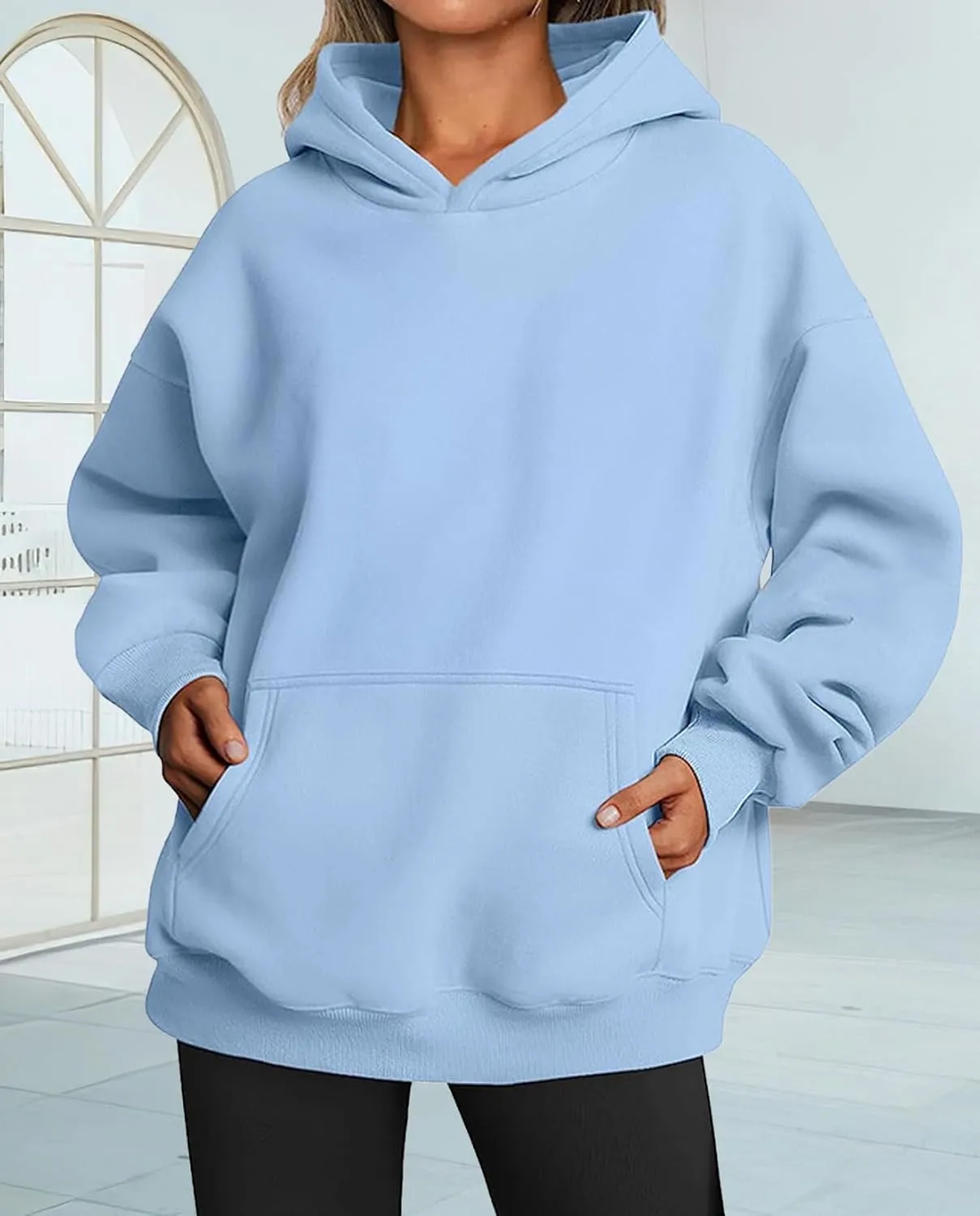 Hoodies for Women Oversized Fleece Tops Pullover Sweatshirts Casual Fall Long Sleeve Sweaters with Pockets