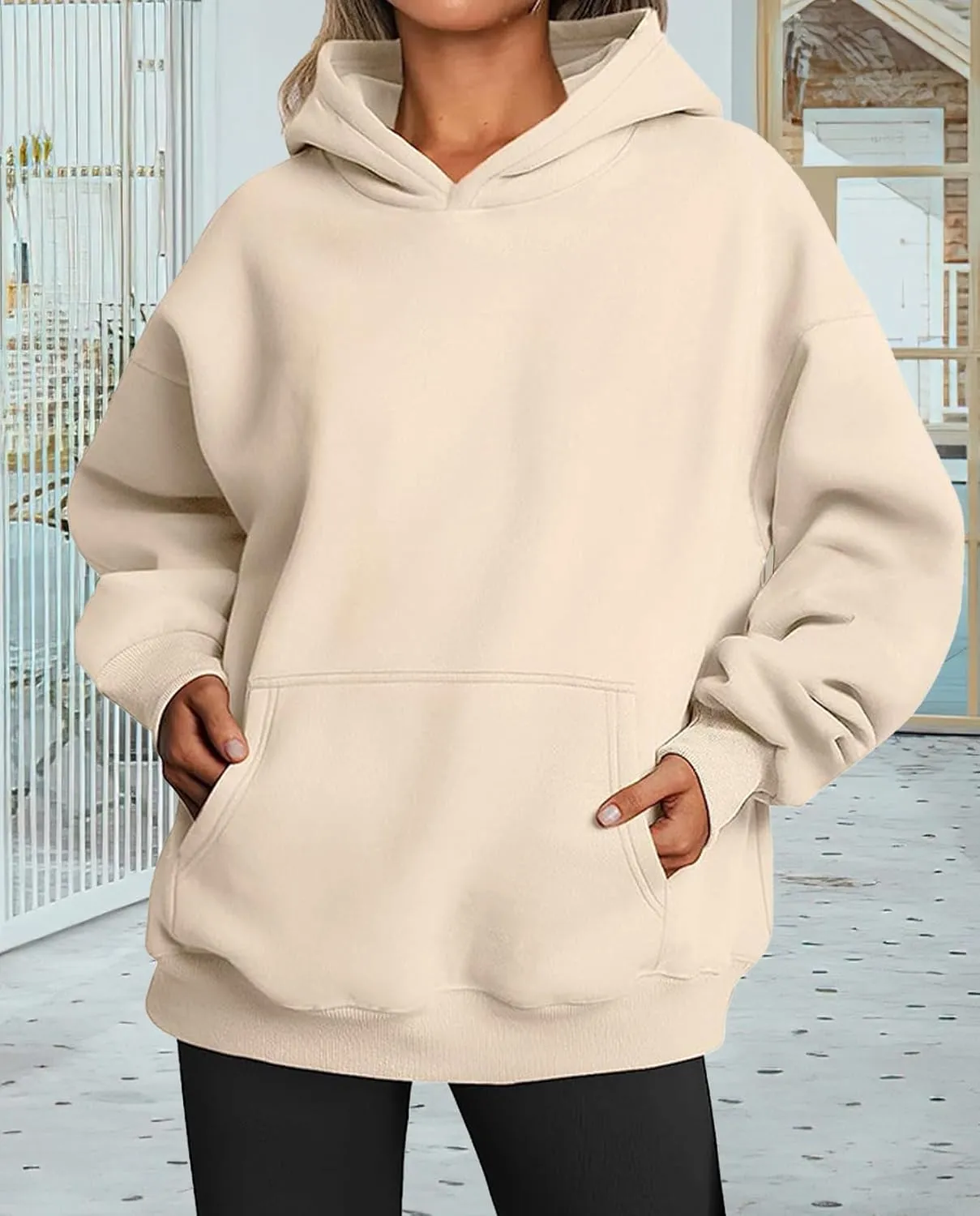 Hoodies for Women Oversized Fleece Tops Pullover Sweatshirts Casual Fall Long Sleeve Sweaters with Pockets