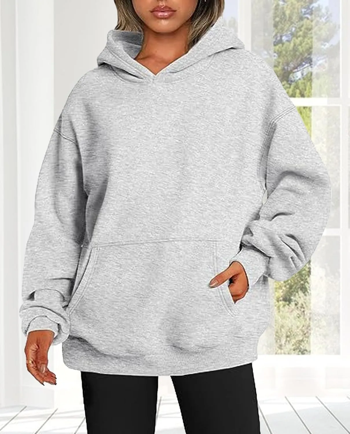 Hoodies for Women Oversized Fleece Tops Pullover Sweatshirts Casual Fall Long Sleeve Sweaters with Pockets