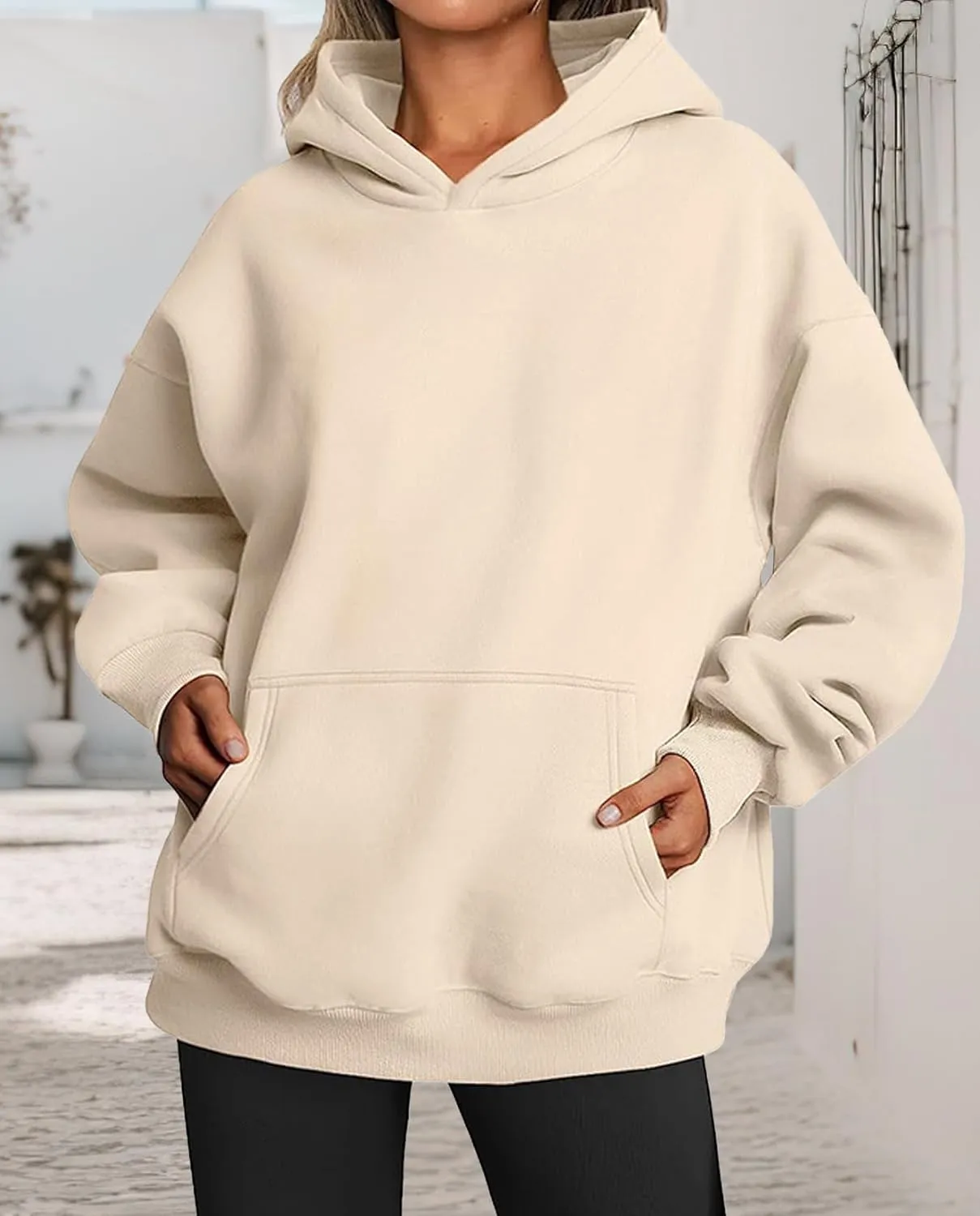Hoodies for Women Oversized Fleece Tops Pullover Sweatshirts Casual Fall Long Sleeve Sweaters with Pockets