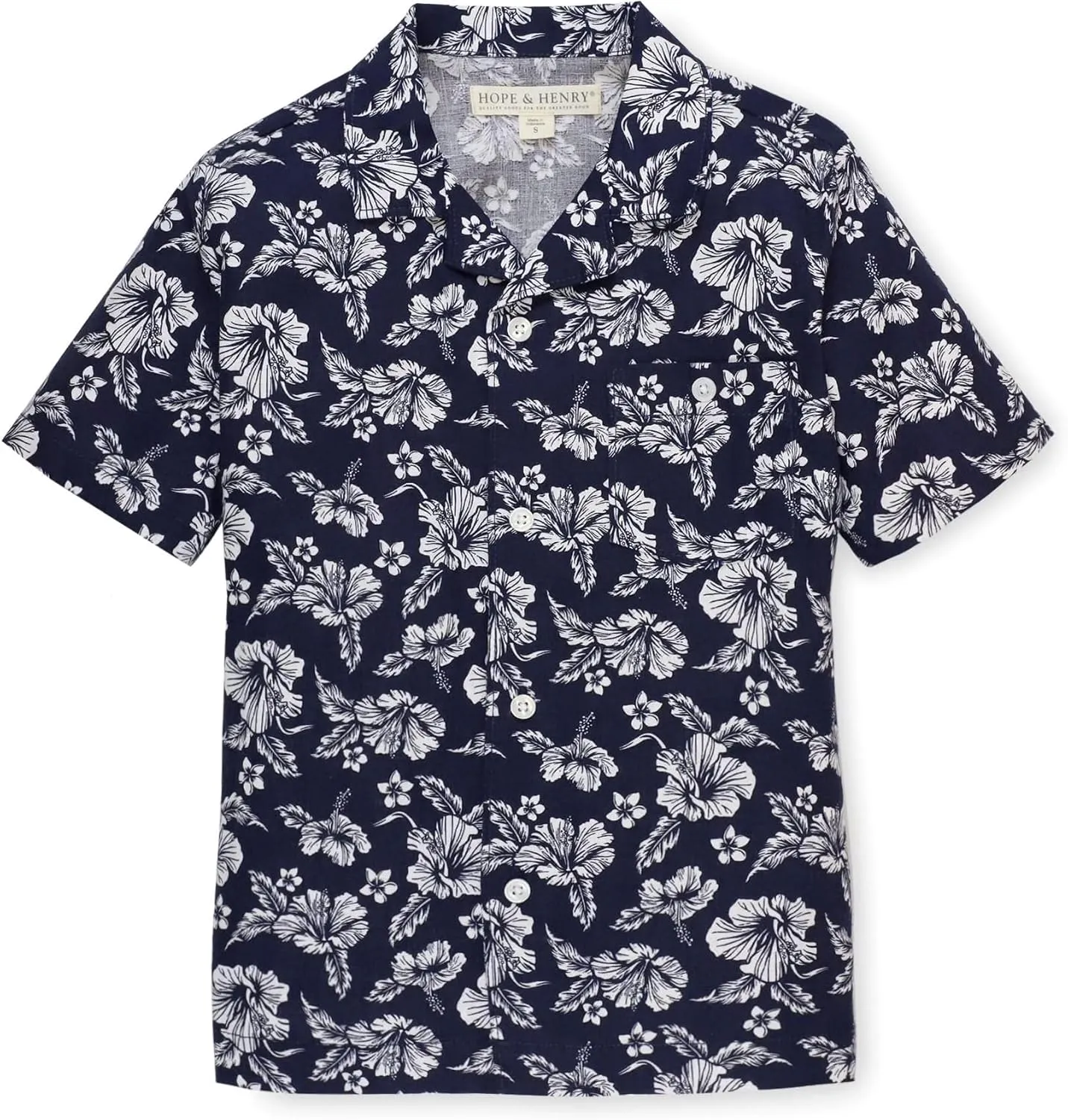 Hope & Henry Boys' Linen Short Sleeve Button Down Shirt