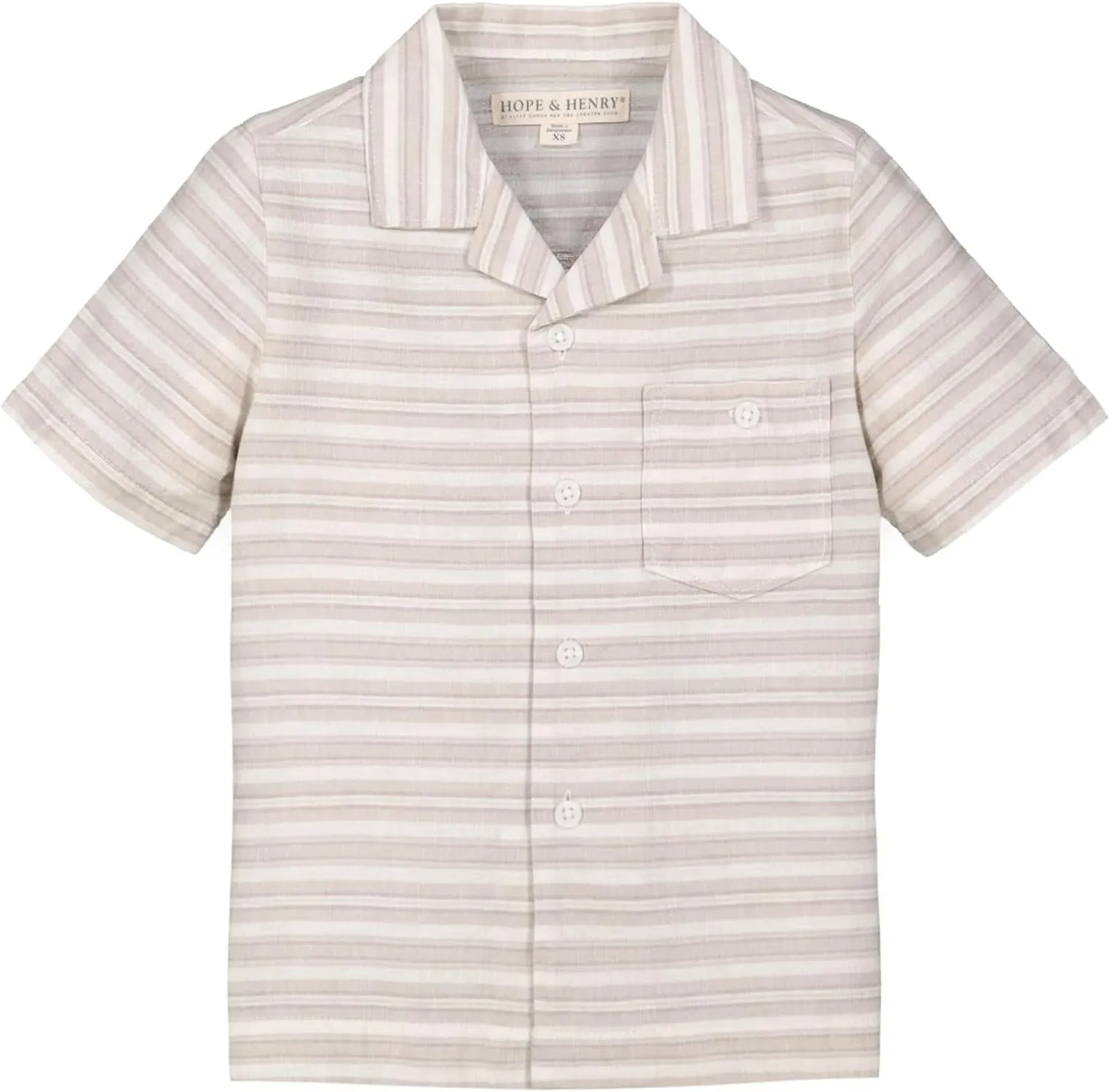 Hope & Henry Boys' Linen Short Sleeve Button Down Shirt