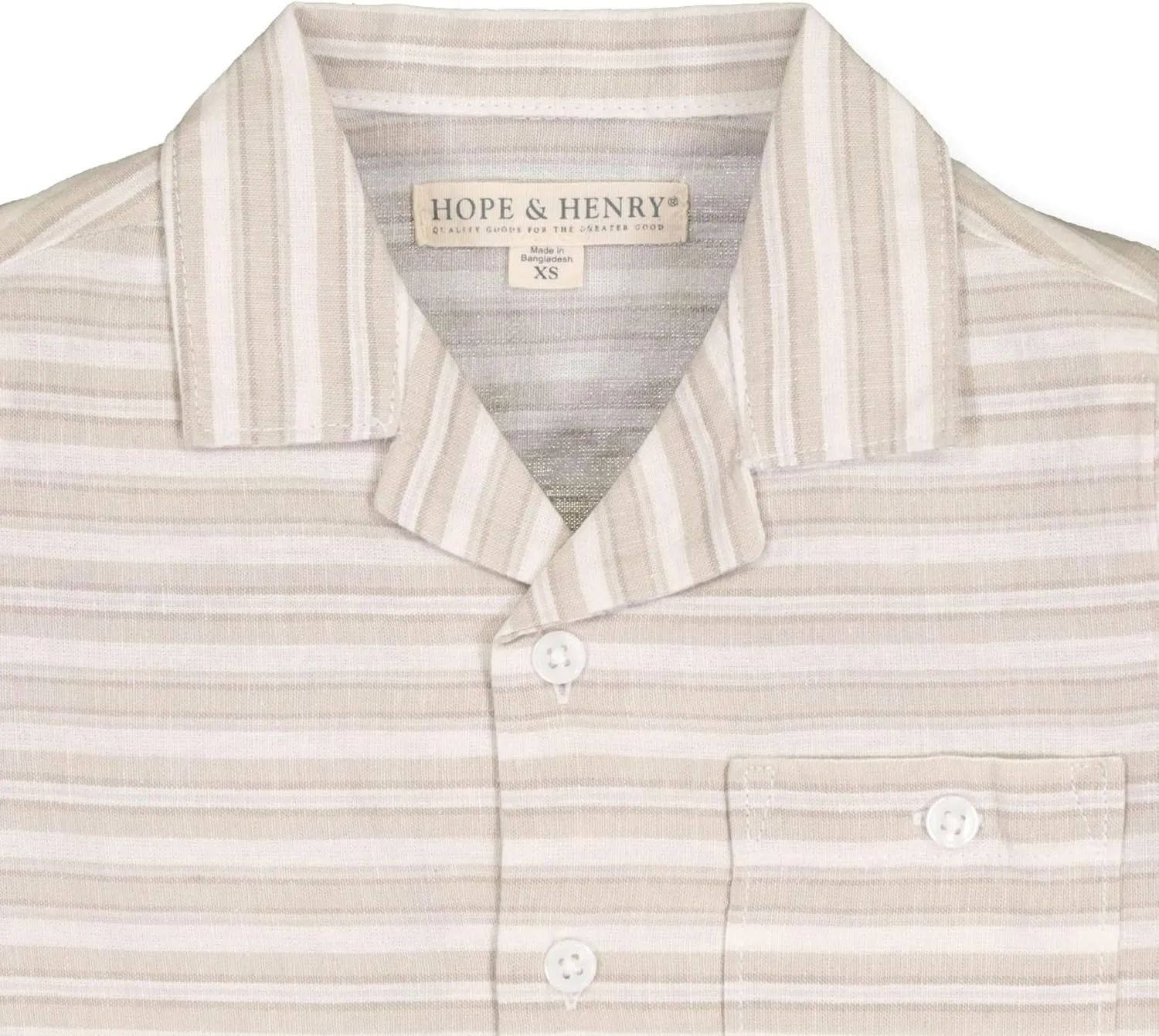 Hope & Henry Boys' Linen Short Sleeve Button Down Shirt