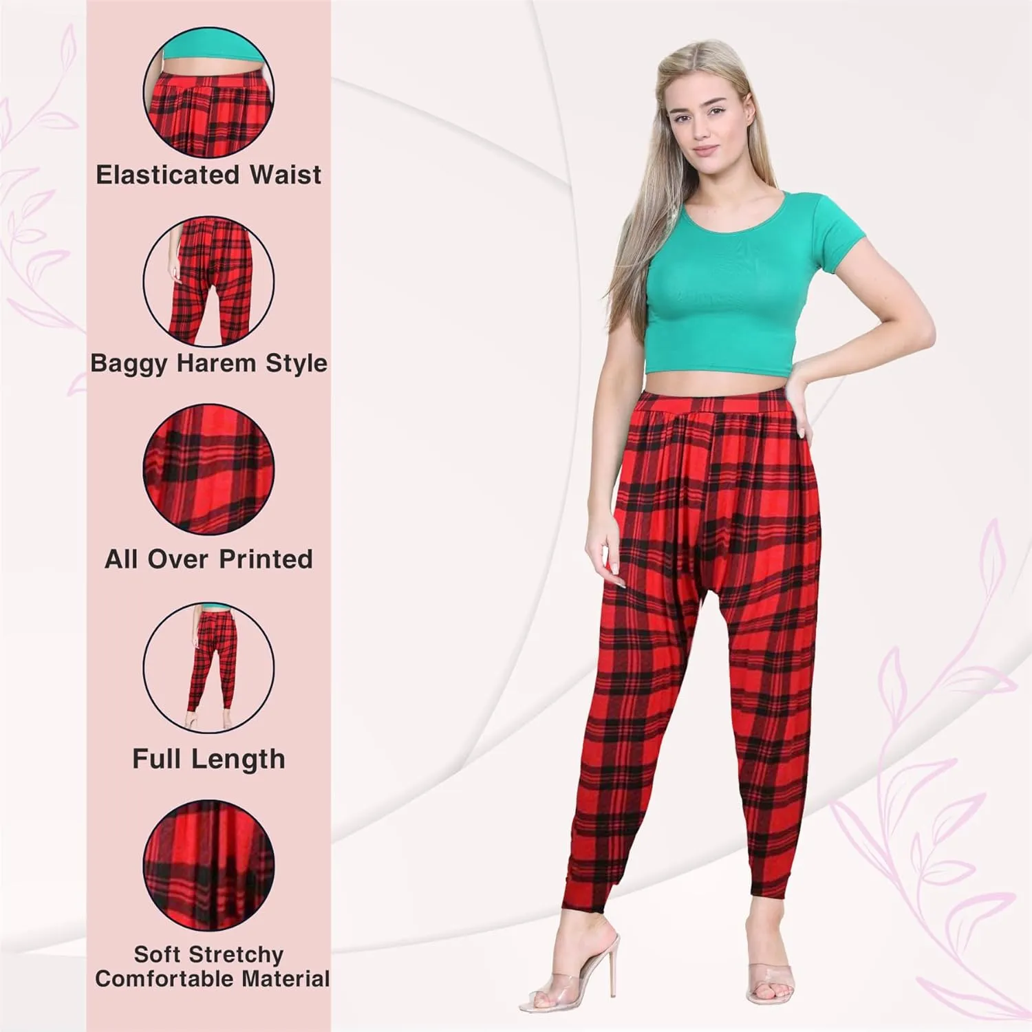 Janisramone Women Printed Alibaba Hareem Trouser | Trendy Harem Pants for Women - Causal & Lightweight Boho Pants for Women