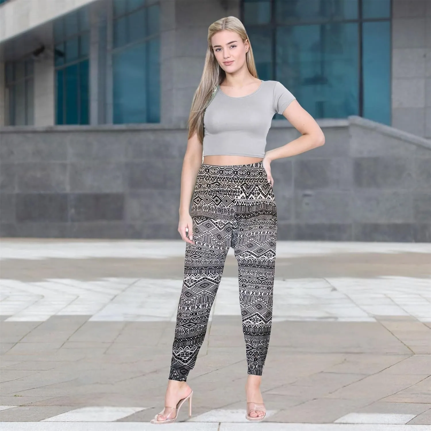 Janisramone Women Printed Alibaba Hareem Trouser | Trendy Harem Pants for Women - Causal & Lightweight Boho Pants for Women