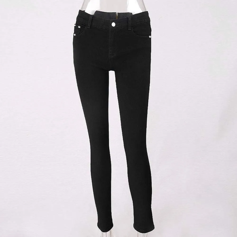 Jeans Zipper Trousers Waist Stretch High Skinny Back Women Pencil Denim Pants Jean Bodysuits for Women Sexy
