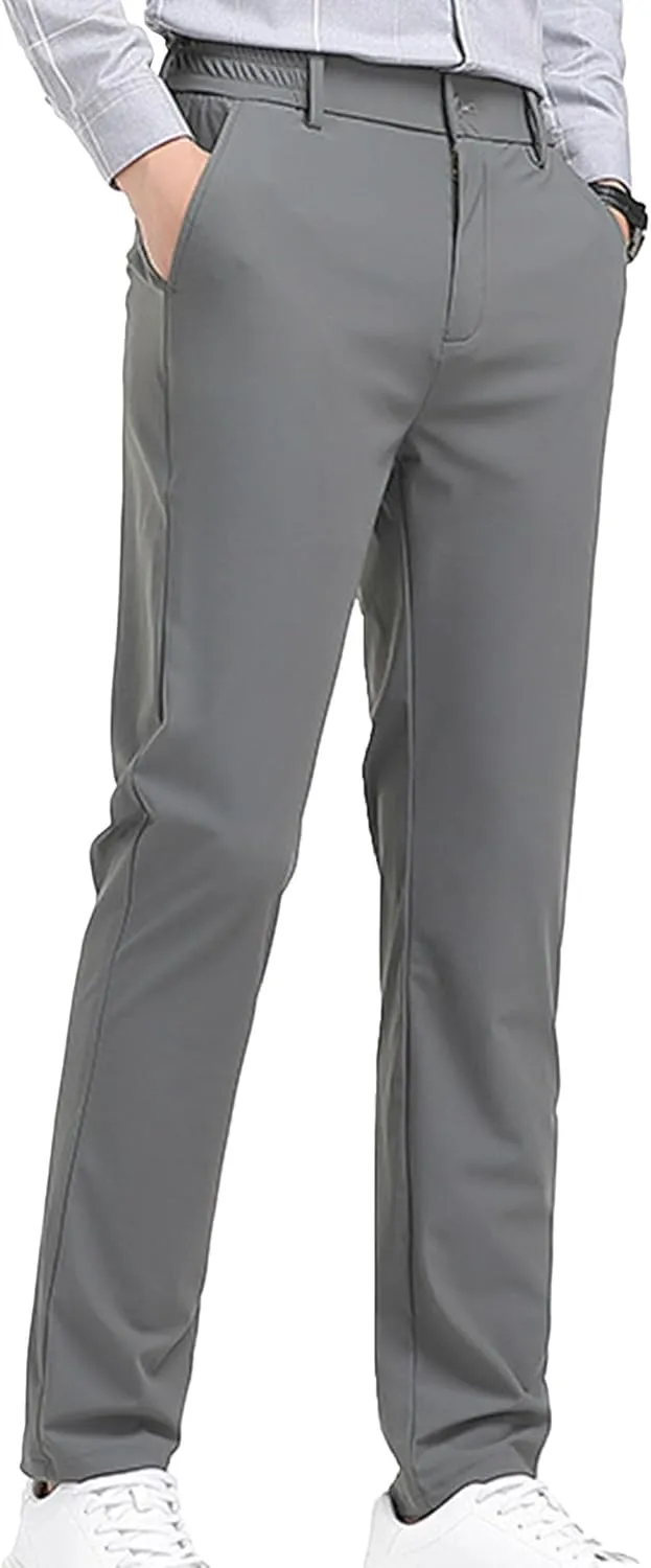 JEShifangjiusu Men'S Straight-Fit Casual Pant Stretch Skinny Cotton Chino Pants Trousers Lightweight Slim Fit Dress Pant