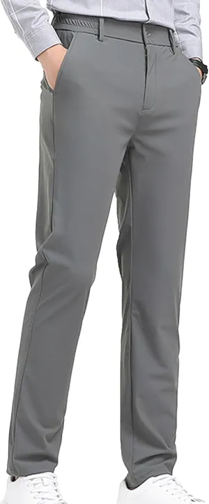 JEShifangjiusu Men'S Straight-Fit Casual Pant Stretch Skinny Cotton Chino Pants Trousers Lightweight Slim Fit Dress Pant