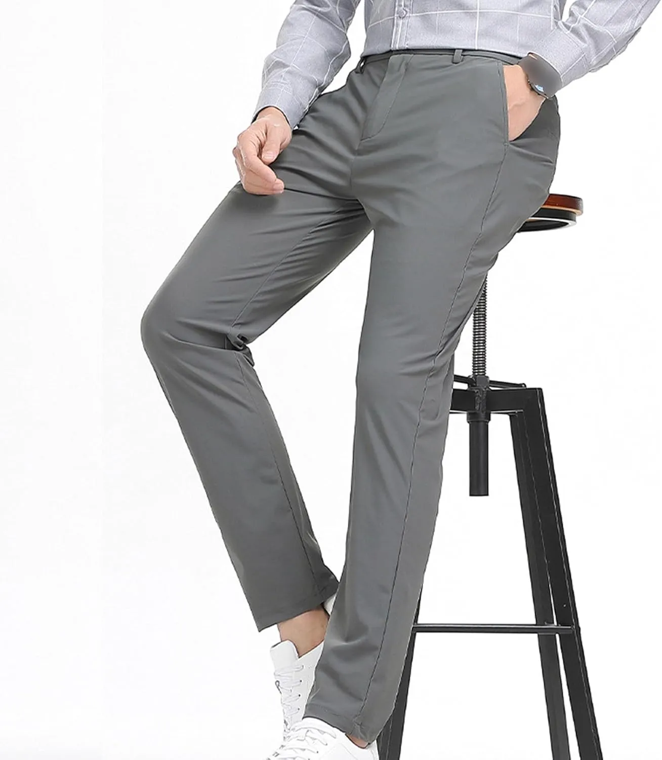 JEShifangjiusu Men'S Straight-Fit Casual Pant Stretch Skinny Cotton Chino Pants Trousers Lightweight Slim Fit Dress Pant
