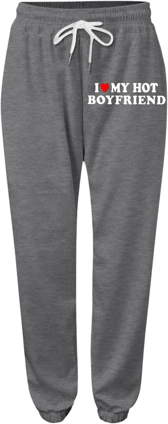 Jogger Sweatpants Women Letter Print Drawstring Casual Jogger Pants High Waist Trousers with Pocket